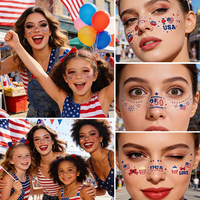 Tatouages Temporaires Éco-Responsables Imperméables Non Toxiques Drapeau Américain 4 Juillet pour Visage et Corps Enfants et Adultes – Vente en Gros