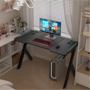 Escritorio para Juegos, Mesa de Computadora para Oficina, Estilo Racer, con Luces LED RGB y Fibra de Carbono - Product Image 6