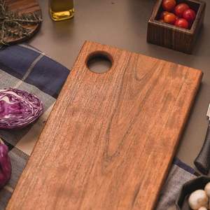 Tabla de cortar de madera natural con ranura de jugo incorporada Área de superficie grande para cortar y picar carne Verduras y pan - Product Image 6