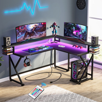 Escritorio para Juegos en Forma de L, Nuevo, Reversible, Grande, Negro, Mesa de Esquina para Computadora con Soporte para Monitor, para el Hogar, Estudio, Escritura, Estación de Trabajo