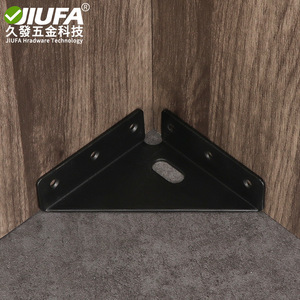 Support d'angle triangulaire Jiufa noir et blanc en acier laminé à froid, support d'angle droit à 90 degrés pour fixation d'étagères de meubles - Product Image 2
