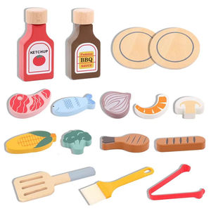 Cuisine en bois pour enfants Barbecue Grill Four de cuisson Ensemble Simulation Faire semblant de cuisiner Jouets pour garçons et filles - Product Image 4