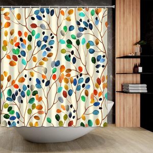 Custom Summer Floral Boho 3D Shower <b>Curtain</b> Durable Polyester with Colorful Leaves Includes <b>Hooks</b> for Home Bathroom Decor - Product Image 2