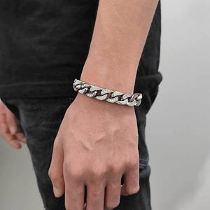Iced Out Cuban Link Bracelet Stainless Steel Waterproof Custom Hip Hop Jewelry for <b>Men</b> Gold Silver Color Durable Fashion Jewelry - Product Image 3