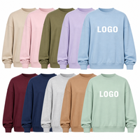 350GSM Baumwolle-Polyester Rundhals-Sweatshirt Unisex Individueller Logodruck Überschnittene Schulter Einfarbiger Pullover Langarm Mode