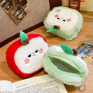 Monedero <span class=keywords><strong>de</strong></span> Manzana Verde Adorable, Bolsa <span class=keywords><strong>de</strong></span> Peluche Unisex para Tarjetas, Auriculares, Lápiz Labial, Artículos Varios, Colgante para Llavero, 11cm - Product Image 3