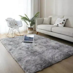 Vente en gros de tapis d'intérieur de style européen plusieurs couleurs tapis en laine de soie tie-dye tapis en peluche doux pour salon