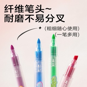 Deli Sk670 Double-ended Highlighter 6 <b>Pens</b> 12 Colors Flat Tip For Student Note Taking And Journaling - Product Image 4