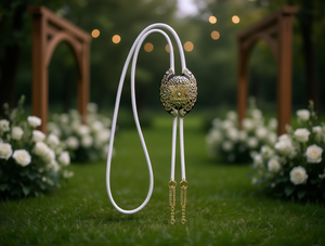 Cintura Polo Bianca e Oro in Pelle PU, Accessorio per Matrimonio per Adulti - Product Image 2