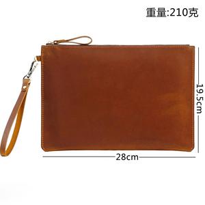 Vintage Crazy Horse Leather Clutch Bag Wristlet <b>Pouch</b> with Zipper Large Capacity Briefcase for Business & Daily Use - Product Image 5
