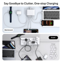 Vente flash - Chargeur rapide de bureau GaN 200W à 6 ports USB TYPE-C PD3.0, adaptateur universel avec prises EU/UK/US/AU pour ordinateurs portables et téléphones portables