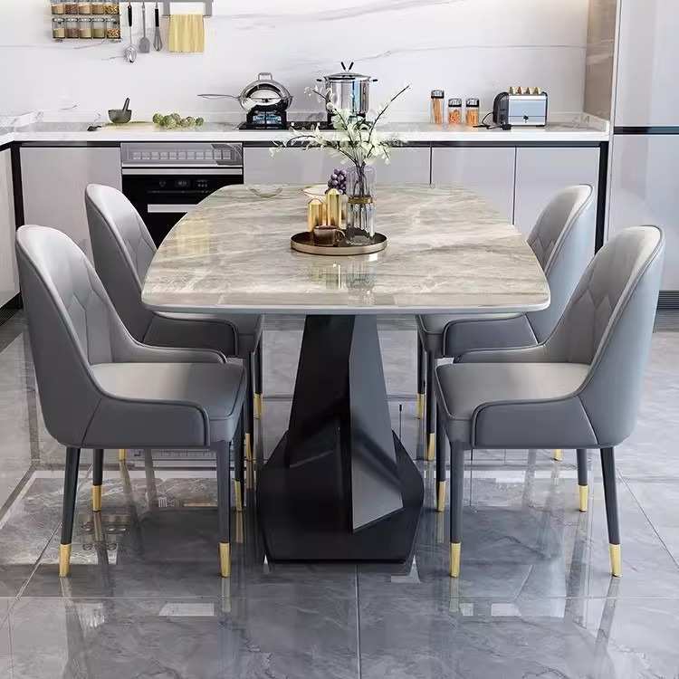 Luxury Modern Rectangular Sintered Stone Dining Table & Chair Set (4/6/8 Seater) - View 4