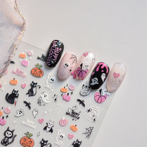 Autocollants pour ongles en papier imperméables pour <span class=keywords><strong>Halloween</strong></span>, motifs fantômes, citrouilles, chauves-souris, chats, crânes 3D, autocollants adhésifs, <span class=keywords><strong>manucure</strong></span> DIY - Product Image 6