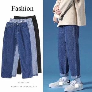 Groothandel 2025 Lente Hoge Kwaliteit Nieuwe Denim Casual Mid Taille Jeans Heren Mode Streetstyle Rechte Pijpen Wijde Pijpen - Product Image 1