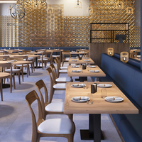Ensemble de meubles de salon de café, de restaurant et d'hôtel de luxe moderne, banc en cuir, canapé, table, chaise, ensemble de sièges, bois de chêne carré