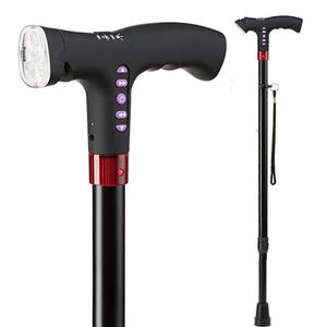 Bastón Plegable Negro con Bluetooth Inteligente, Luz LED, Alarma, Radio FM, Base Estable, Ligero y Ajustable - Product Image 1