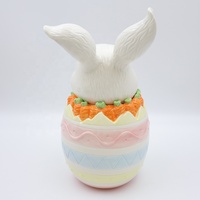 Ensemble de pots à nourriture en céramique faits à la main pour la cuisine, avec des motifs de conte de fées, de Pâques, de carottes, de lapins et d'œufs