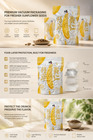 Sachet d'emballage alimentaire personnalisé renforcé pour graines de tournesol, sous vide, avec fermeture éclair, entièrement occultant, anti-oxydation, en PET laminé
