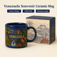 Mug à café en céramique souvenir du Venezuela, personnalisé, cadeau touristique avec design de monument, boîte cadeau, OEM ODM, vente en gros