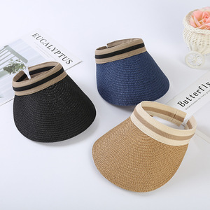Usine en vrac papier extérieur large Prim pare-soleil chapeau de <span class=keywords><strong>plage</strong></span> personnalisé marque privée visière casquette deux tons couleur - Product Image 2