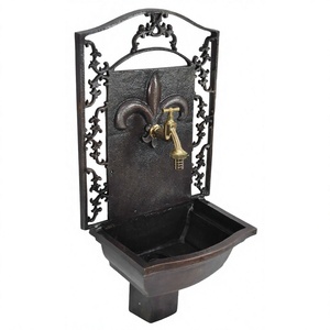 Fuente de pared decorativa exterior de estilo Vintage con grifo de hierro fundido, fuente de pared de jardín pintada a mano personalizada, suministro de agua - Product Image 1