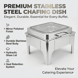 Premium Stainless Steel Chafing Dish Buffet Warmer Hotel-Grade <strong>Food</strong> <strong>Server</strong> for Catering Parties &amp; Events Reusable Buffet Stove - Product Image 4