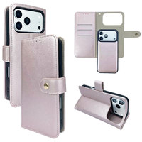 Casing Ponsel 2-in-1 Lepas Pasang Magnetik Model Folio dengan Slot Kartu, Penyangga, dan Pelindung Anti Benturan Berbahan Metal untuk iPhone 18/17/16 Pro Max