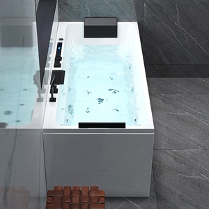 <span class=keywords><strong>Vasca</strong></span> da Bagno Riscaldata Freestanding in Acrilico per Adulti, Design Moderno Rettangolare 1.4-1.7m, con Massaggio e Temperatura Costante - Product Image 4