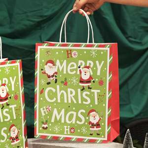 Meilleures ventes - Sacs shopping en papier kraft brun et blanc personnalisés, écologiques, petits sacs cadeaux de Noël avec logo, pour usage artisanal - Product Image 2