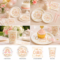 Fournitures de fête d'anniversaire DAMAI Miss Little One, arc-en-ciel, 1ère fête, baby shower, vaisselle jetable, gobelets en papier, serviettes, assiettes