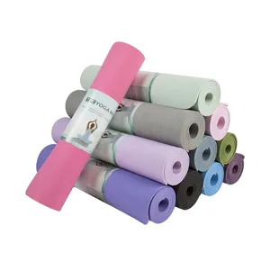 Gym Eco Gedrukt Custom Logo Tpe Yoga Mat Met Draagriem, 2024 Premium 0.6M Bulk Roll Yoga Mat Voor Thuis