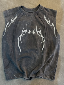Camiseta sin mangas MZN para hombre, estilo vintage, lavado ácido, estampado <span class=keywords><strong>tribal</strong></span> de llamas, camiseta muscular, ropa urbana - Product Image 4
