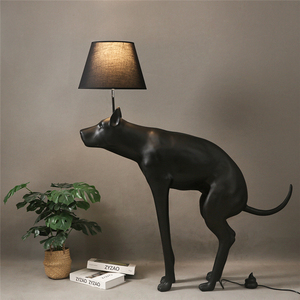 Lampe de sol LED en tissu résine, motif simple, pour salon, hôtel, club, animal, petit chien noir, lampe de <span class=keywords><strong>table</strong></span> pour salon, E27 - Product Image 4