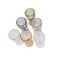 Gobelet en verre coloré gaufré rétro avec pied épais, style européen, pour les fêtes