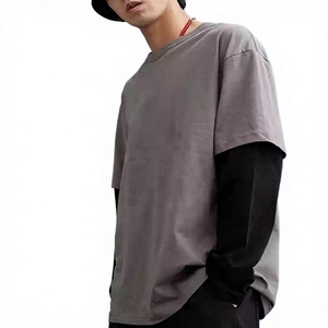 Men's Oversized Gray <b>Short</b> Sleeve T-Shirt O-Neck Casual Plain Cotton Jersey Fit Regular Length Solid Color Eco-Friendly Front - Product Image 1