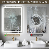 3 Light Colours Led Mirror Dimmable Tempered Glass Explosion Protection Touch Switch Memory Function Anti Fog Bathroom Mirror