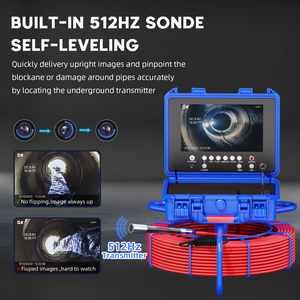 Caméra d'inspection industrielle de 60 m pour tuyaux, écran IPS 9 pouces 1080P, caméra d'égout avec localisateur 512 Hz, compteur de mètres, auto-nivelante, en fibre de verre - Product Image 4