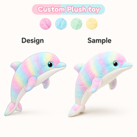 Jouets en peluche personnalisés OEM/ODM, poupées personnalisées, jouets doux et câlins en forme de dauphin tie-dye, poupées oreillers série Océan, cadeaux d'anniversaire.