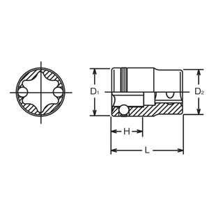 KOKEN - 3425-2B-E12 3/8 ''Torx Nut Grip socket - EAN 4991644034376 HAND SOCKETS 3/8" - Product Image 2