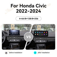 Radio para Auto con Android 14 para Honda Civic 2022-2024, Reproductor de CD, DVD, Estéreo, Carplay, Navegación, Unidad Principal, Grabadora