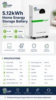 Batterie de stockage d'énergie domestique LiFePO4 51,2 V 100 Ah 5,12 kWh, système de batterie de secours solaire pour le stockage d'énergie solaire résidentielle