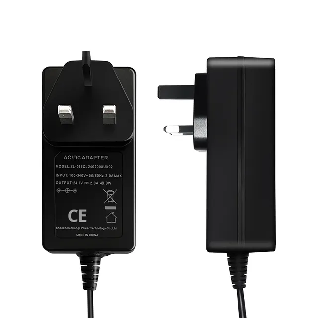 24V 2A UK Standard Universal Plug Power Adapter 3C Certified High Quality Monitor LCD Display Wall-mounted 48W CN GUA Origin