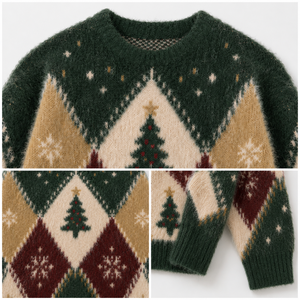 Pull de Noël moche pour <span class=keywords><strong>homme</strong></span>, col rond, tricot rétro motif losanges et flocons de neige, logo personnalisé, OEM, vente en gros - Product Image 2