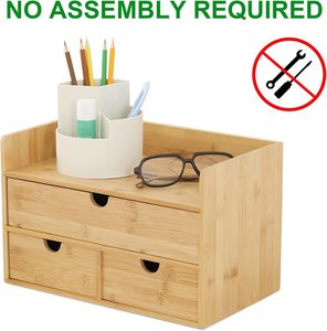 Organisateur <span class=keywords><strong>de</strong></span> bureau à 3 tiroirs en bambou-<span class=keywords><strong>Mini</strong></span> boîte <span class=keywords><strong>de</strong></span> <span class=keywords><strong>rangement</strong></span> <span class=keywords><strong>de</strong></span> bureau avec <span class=keywords><strong>étagère</strong></span> (bureau/maison/vanité) - Product Image 5