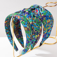 Nouveau serre-tête de style bohème, coloré, effet peinture à l'huile, large, en éponge nouée, à effet dégradé, accessoire capillaire simple