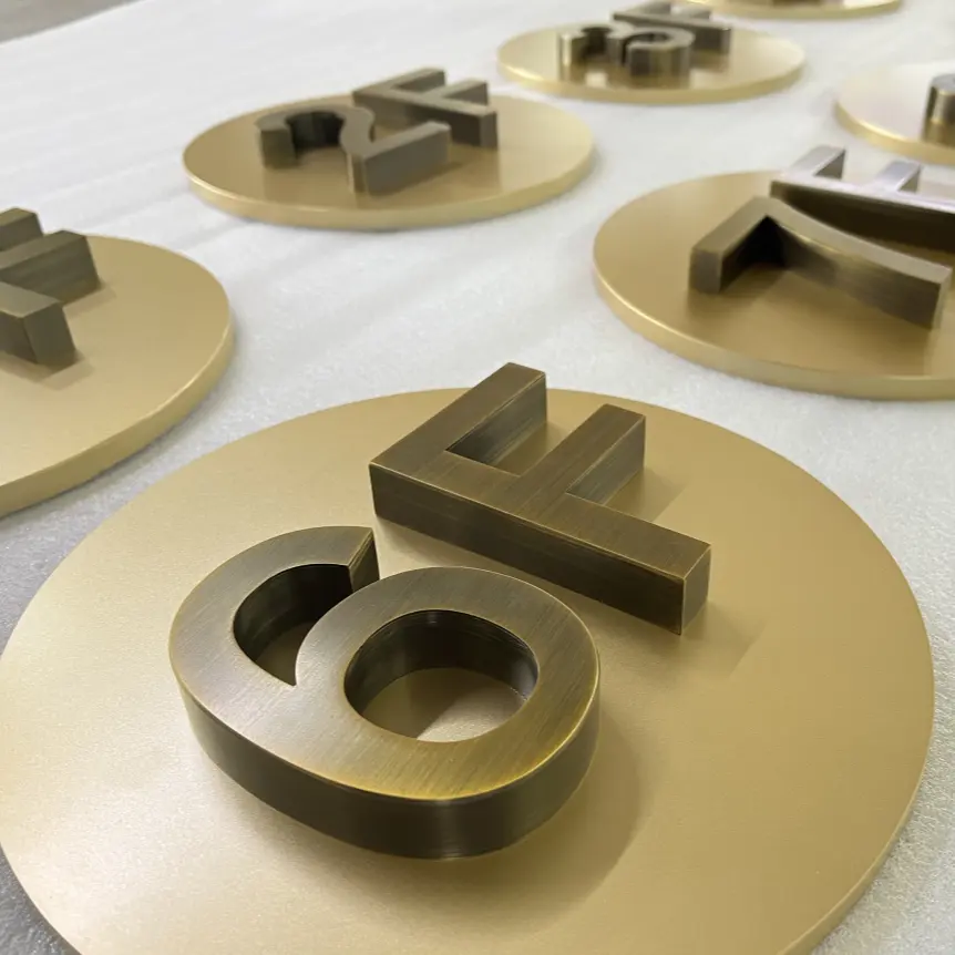 3D 사인 스테인레스 스틸 금속 빛나는 합금 금도금 Led 편지 기호 편지 매력에 루프 슬라이드