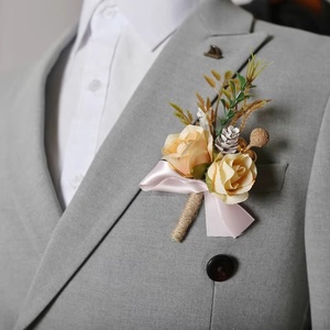 En gros Simple Soie Mariée <span class=keywords><strong>Demoiselle</strong></span> D'honneur pour Rose De Mariage Graduation De Bal Poignet Corsage pour Hommes Compagnons Buste Fleur - Product Image 3