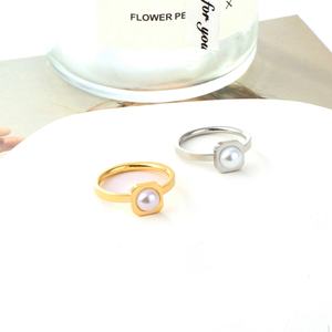 Bague hypoallergénique en forme de feuille et de fleur, bijoux fantaisie, plaquée or 18 carats, en acier inoxydable, pour femmes - Product Image 2