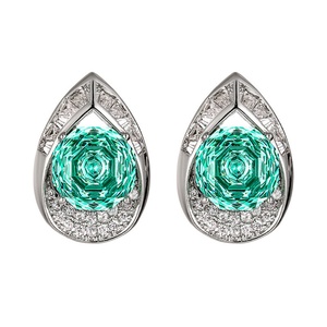 Fashion Eco-friendly Copper 10*10mm Colorful Zircon Teardrop Polished Gold Plated <b>Stud</b> <b>Earrings</b> <b>Set</b> for Daily Wear and Office - Product Image 1