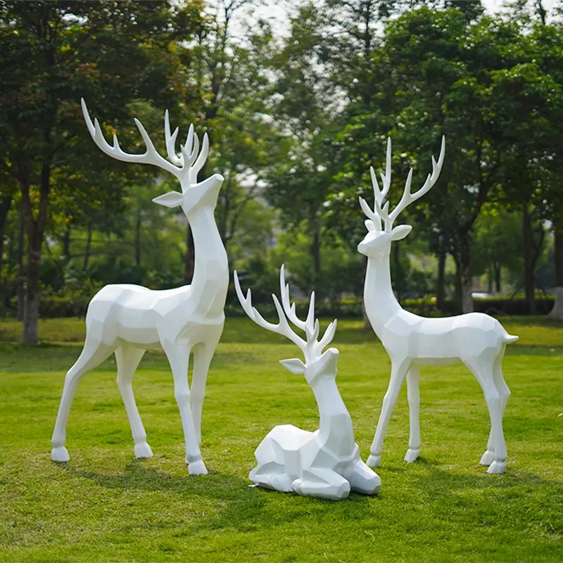 Resina rena & cervos escultura festival festa natal cervos luz selva animal adereços exibição